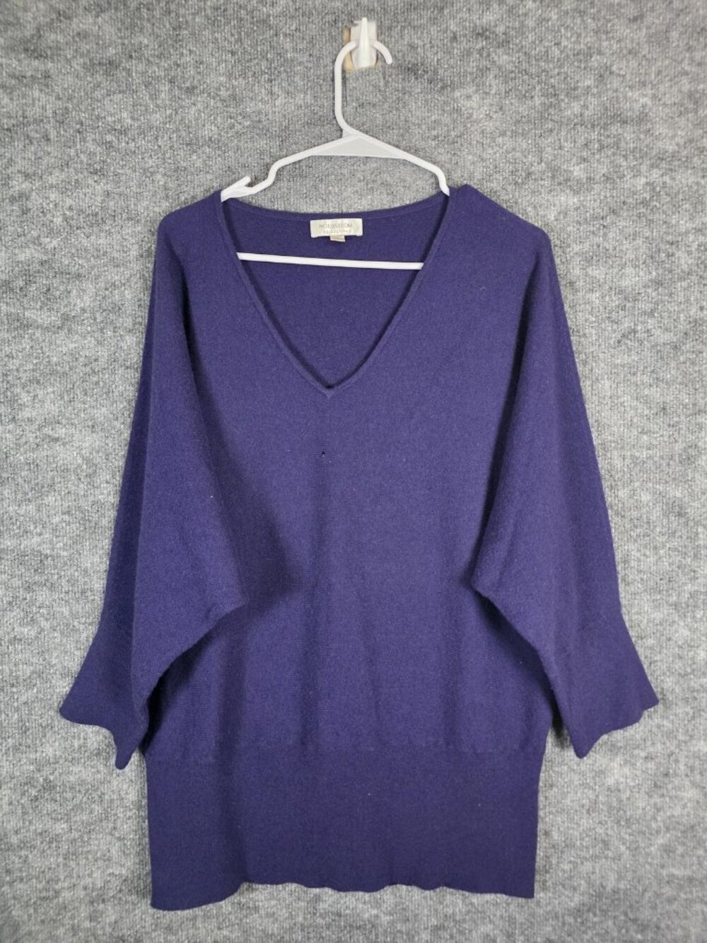 Nordstrom Collection Sweater Womens XL Purple Cashmere V Neck Holes Pilling